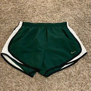 Forest green Nike DriFit running shorts